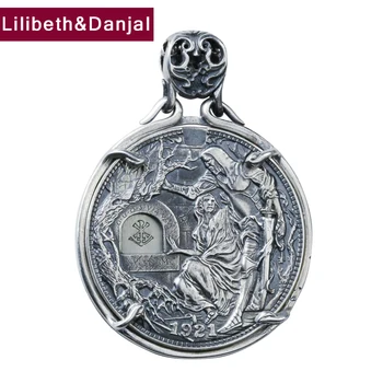 

Vintage Holy Grail Sword Pendant Pure 925 Sterling silver Letter Free black leather rope Jewelry Men Women Necklace Pendant P11