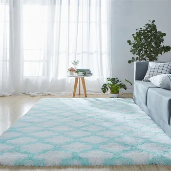 

Plush Shaggy Carpet Rug For Living Room Blue White Soft Fluffy Carpet Big Cheap Home Decor Bedroom Sofa Coffee Table Area Rug