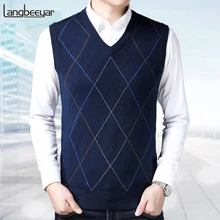 Модный брендовый свитер для мужчин Жилеты Пуловеры Slim Fit вязаные Джемперы без рукавов зимний Корейский стиль повседневная мужская одежда