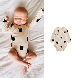 Boys Cotton Rompers Autumn Long Sleeve Cartoon Bear Jumpsuits for Kids Children Baby Playsuits