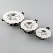 Dimmable 7 Вт 10 Вт 15 Вт COB светодиодный светильник встраиваемый потолочный Точечный светильник круглой формы драйвер включен AC85-265V для внутреннего освещения