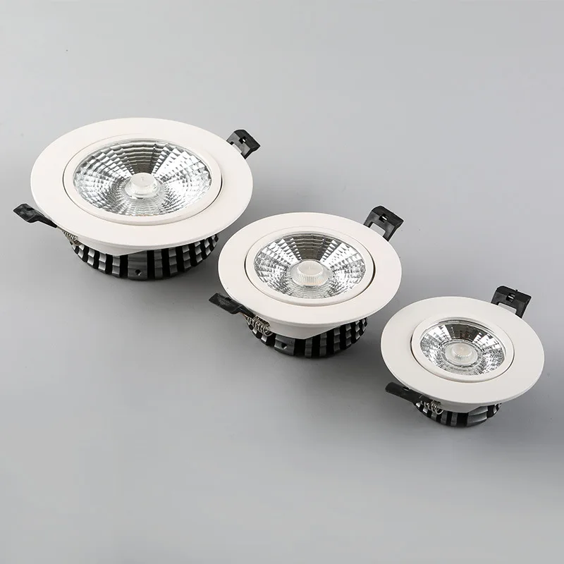 

Dimmable 7W 10W 15W COB LED Downlight Recessed Ceiling Spot Light Round Shape Driver Included AC85-265V For Indoor Lighting