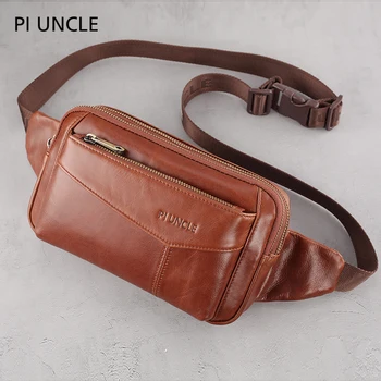 

2019 Cow Leather Men's Waist Packs For Cell Phone Belt Bag Male Natural Cowhide Chest Bag Small Shoulder Messenger Bag For Women