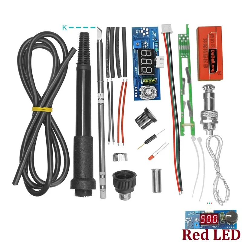 Red LED Электрический блок Цифровой паяльник станция контроллер температуры наборы для HAKKO T12 Ручка DIY наборы w/светодиодный переключатель вибрации - Цвет: Red LED