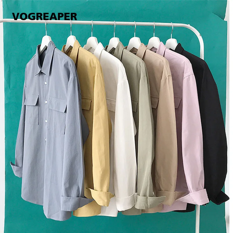 Camisas blancas de manga larga para hombre, camisa negra informal con bolsillos de pecho, 100% algodón, moda coreana, novedad de otoño