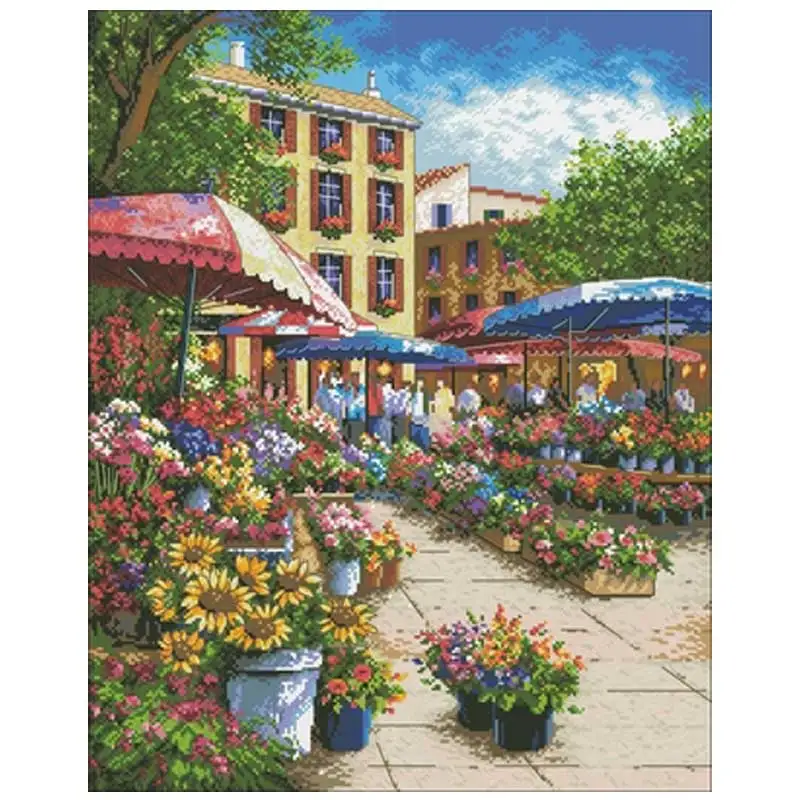 

Provence market patterns Counted Cross Stitch DMC 11CT 14CT 18CT DIY Chinese Cross Stitch Kits Embroidery Needlework Sets