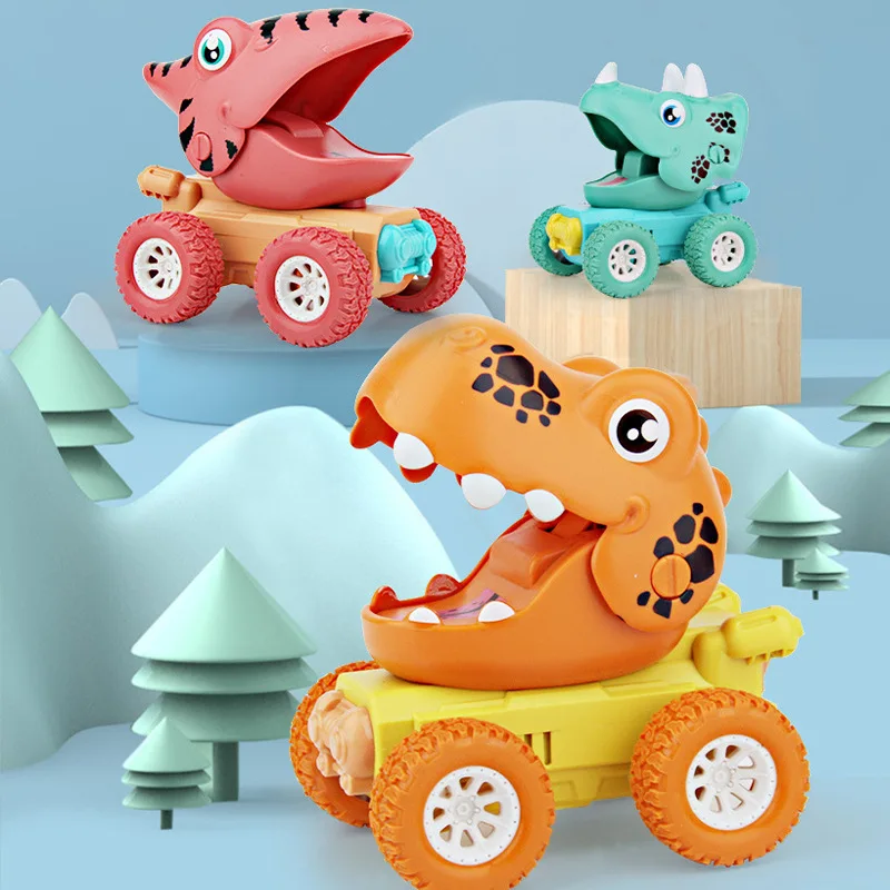 1pc Cartoon Dinosaur Car Toys Children Pull Back Inertia Function Model Vehicle Kids Boy Girl Gifts |