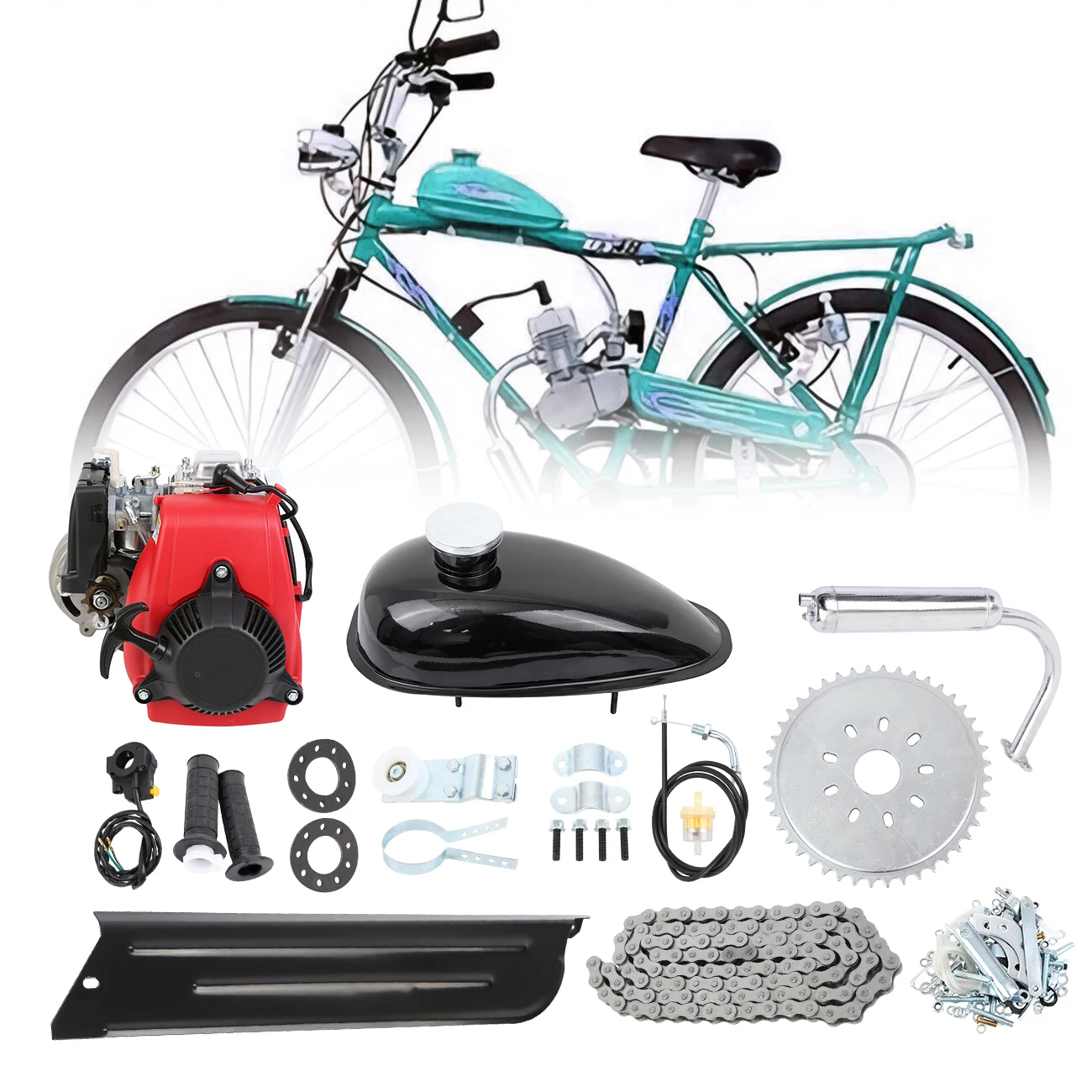 Motores y piezas Kit de motor de bicicleta de 49CC Cozyel Kit de motor de conversión de 49cc de 4 tiempos para bicicletas Kit de motor de gasolina de gasolina de