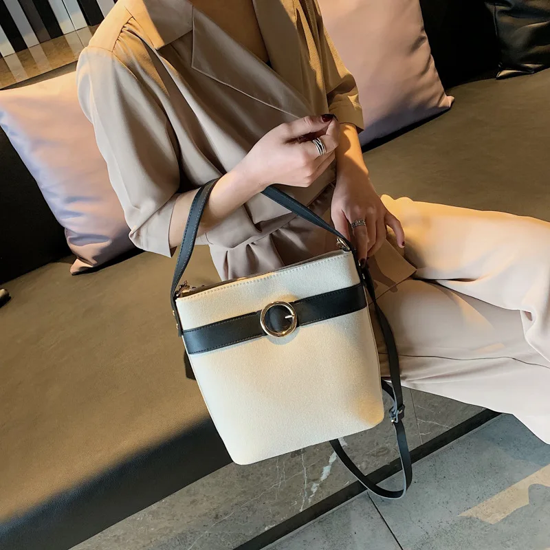 

Retro Bucket Bag Women's 2019 New Style Fashion Shoulder Bag Shoulder Bag Korean-style Canvas Big Bag