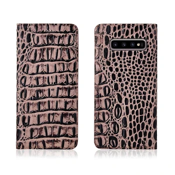 

Crocodile pattern genuine leather magnetic phone case card slot holder for Samsung Galaxy S10 Plus/Samsung Galaxy S10X phone bag