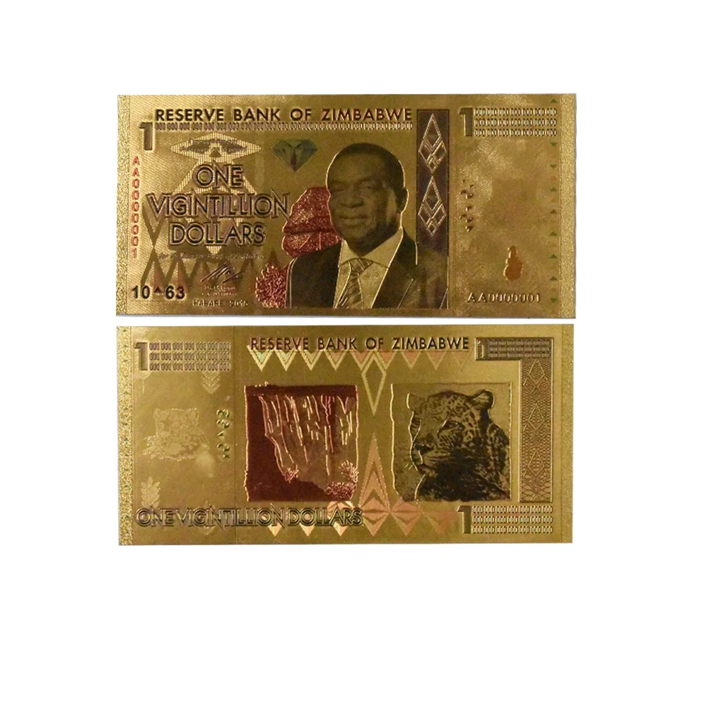 Праздничные подарки один vigintillion кукольный бизнес-подарок Zimbabwe Виа 24K позолоченные золотые банкноты коллекция подарки с КоА рамкой