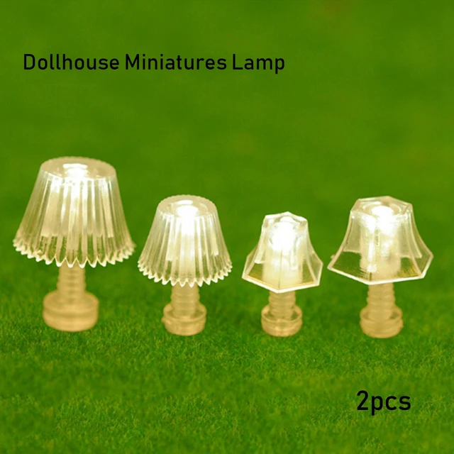 2pcs 1:20 1:25 Mini DIY Lighting Table Lamp Kid Toys Miniatures Dollhouse Accessories Doll House Bedroom Floor Lamp 1