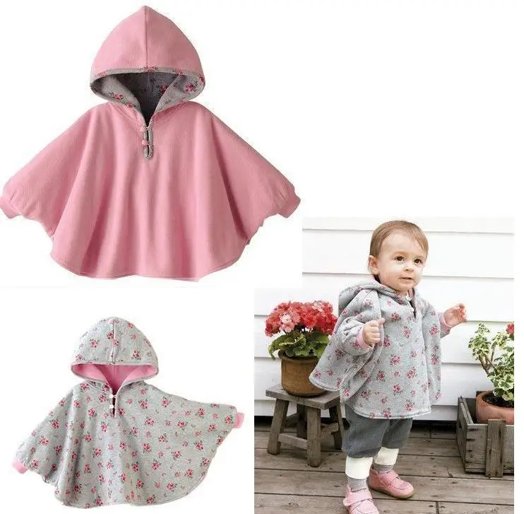 grey and pink Детская накидка, зимняя одежда для мальчиков, куртка, Осенний плащ, пальто, детская теплая толстая одежда с капюшоном для маленьких девочек, одежда для подростков на Хэллоуин - Цвет: grey and pink