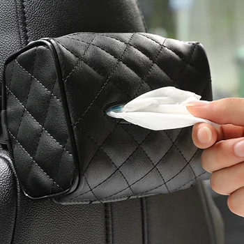 

PU Leather Car Seat Back Hanging Tissue Box Napkin Holder Auto Paper Cover Case Organizer Towel Holder Boxes Car-styling
