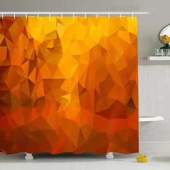

Shower Curtain Set with Hooks 72x78 Concepts Natural Temperature Abstract Shape Styled Yellow Colors Autumn Leafs Triangle