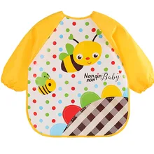 Детские Непромокаемые Слюнявчики с длинными рукавами и рисунком животных для маленьких мальчиков и девочек