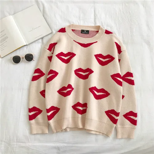 Neploe Zip Jacquard Sweater Knitwear Autumn Winter Korean Knit Pullover Long Sleeve O-neck Causal Jumpers Pull Femme 55623 - Color: Apricot