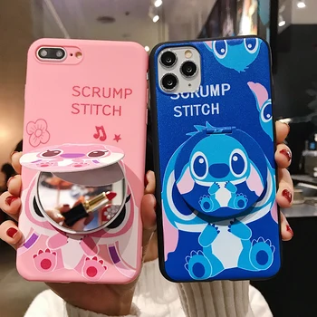 

Cute Soft Hello Kitty Doraemon Stitch unicorn TPU Phone Case Mirrow Bracket For Samsung A50 A51 A40 A30 A20 A70 A71 A80 A10 S10e