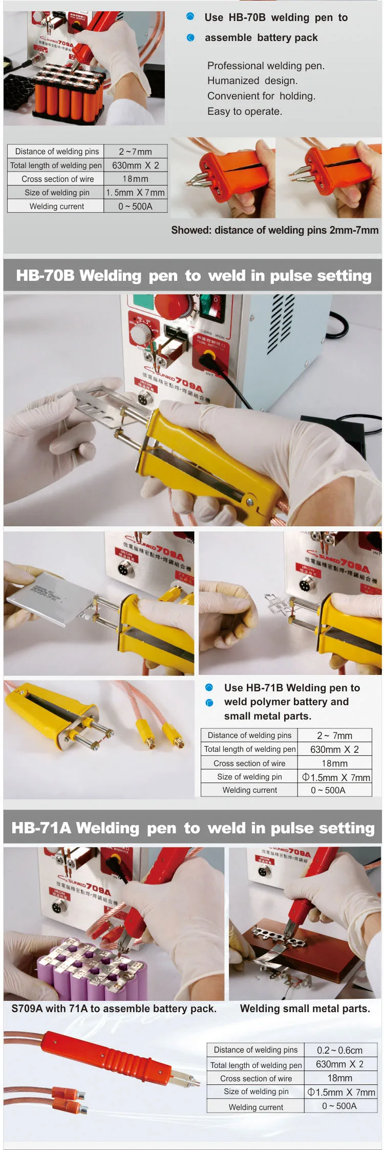 SUNKKO 709A 18650 Battery Spot Welder 2 in 1 LED Pulse Spot Welding Machine Kit with Soldering Iron
