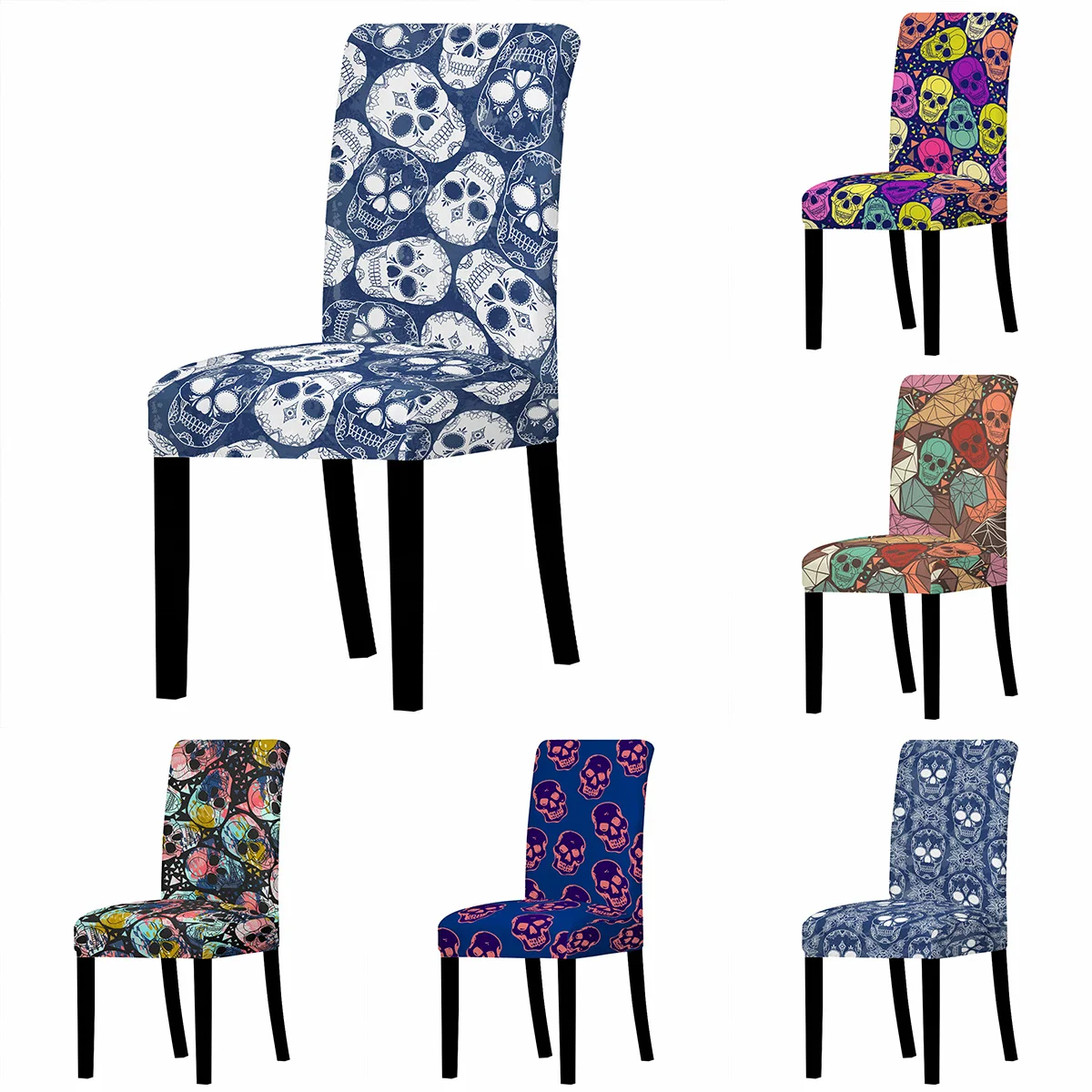 

Skull Decoration Dining Room Chair Cover Washable Removable Stretch Seat Cover Universal Size Chair Covers Seat Slipcovers