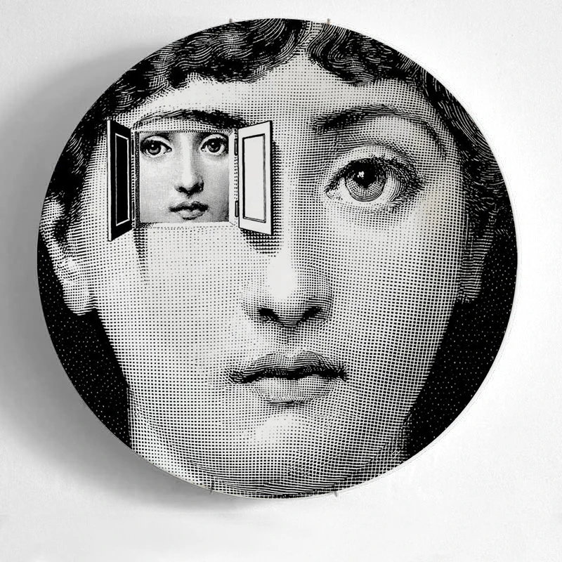 New High Quality Bone China Milan Abstract Design Style Room Decoration Hanging Dishes Wall Plates Piero Fornasetti Plates - Цвет: 24
