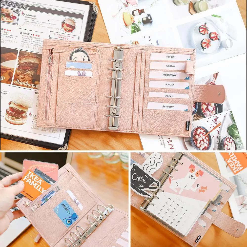 A7 2.0 Grey Luxe Moterm Litchi Pebbled Leather6 Ring Binderpocket Rings  Plannera7 Notebookmini Agenda2021 Journaldiary Journal 