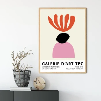 

Abstract Coral Art Canvas Painting Print Museum Poster Matisse Artwork Painting Pink Red Picture for Living Room Home Decor