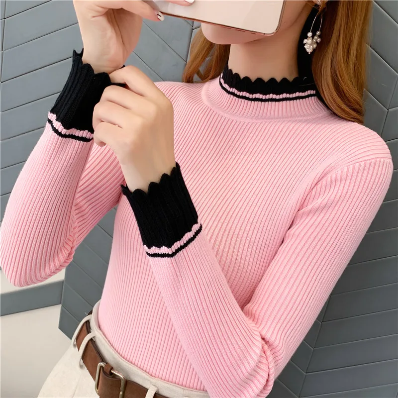 Pullover Jumper Sweater Women Room 137233, Row 6, No.4, Lower] Actual Photo Of New Slim Collar T-shirt Bottoming Shirt 34