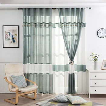 

Simple Modern Curtain for Bedroom Living Room Balcony Study Tulle Solid Color Stitching Floor Nordic Wind Tulle