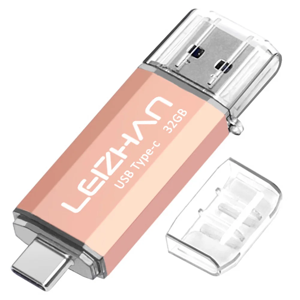 Type C-USB 3.0-Pink Флеш-накопитель LEIZHAN type-C USB 3,0 высокоскоростной накопитель 256 ГБ 128 Гб 64 ГБ 32 ГБ 16 ГБ Флешка android телефон Note 9 карта памяти - Цвет: Type C-USB 3.0-Pink