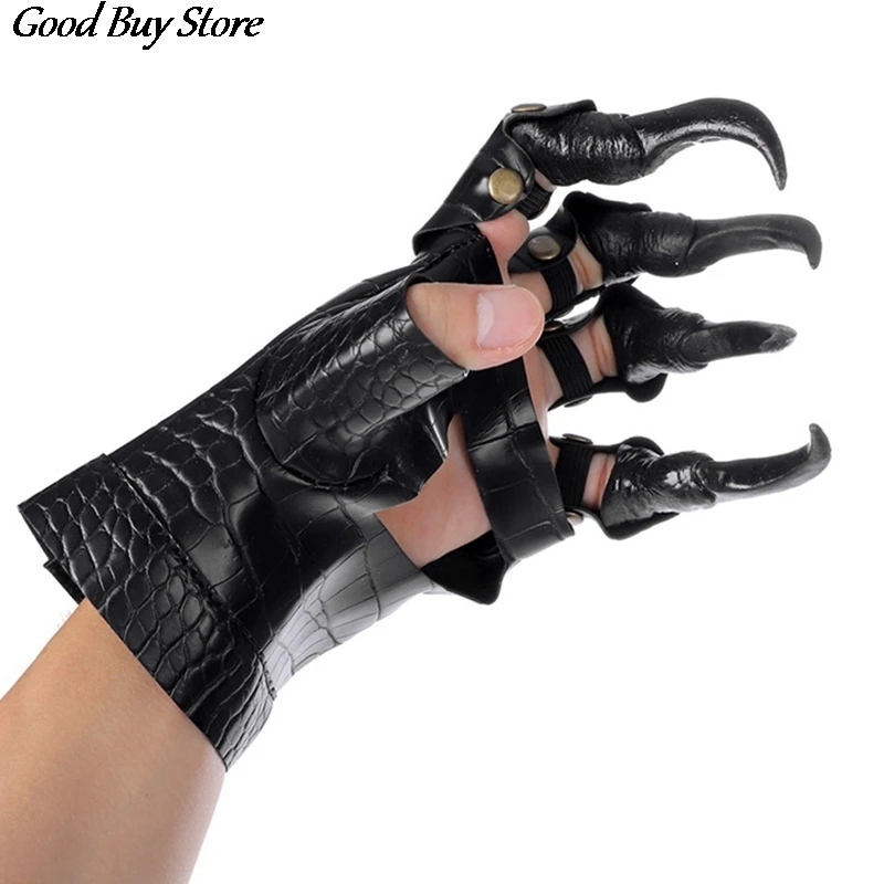 

1Pair Cosplay Gloves Halloween Ghost Party Leather Costume Black Color Gloves Steampunk Gothic Handwear Scary Festival Gloves