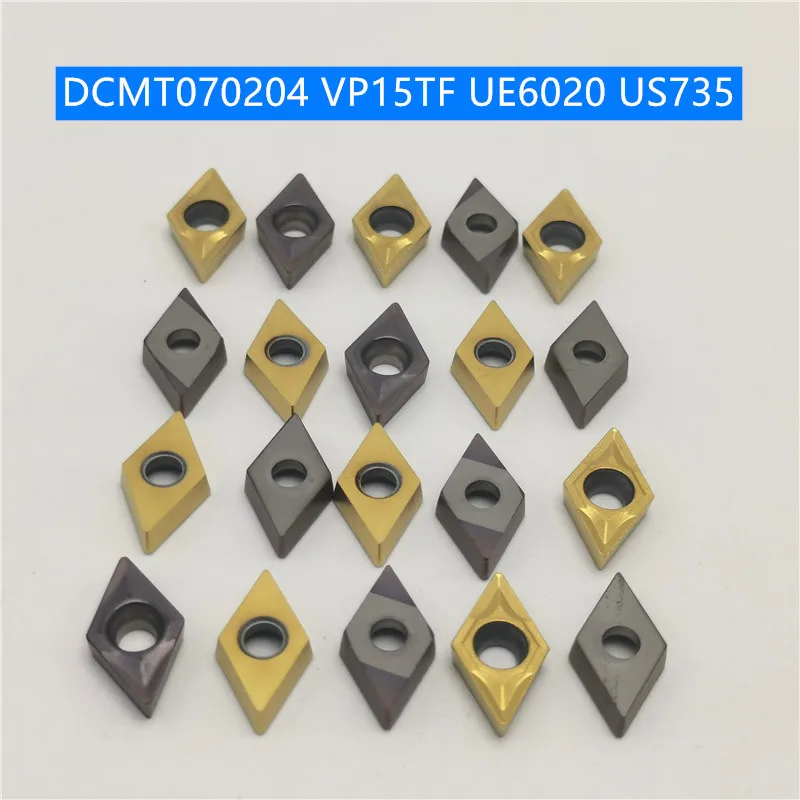 

100PCS DCMT070204 DCMT070208 VP15TF UE6020 US735 Carbide Insert Turning Tool Turning Milling Cutter CNC Cutting Tool Slot