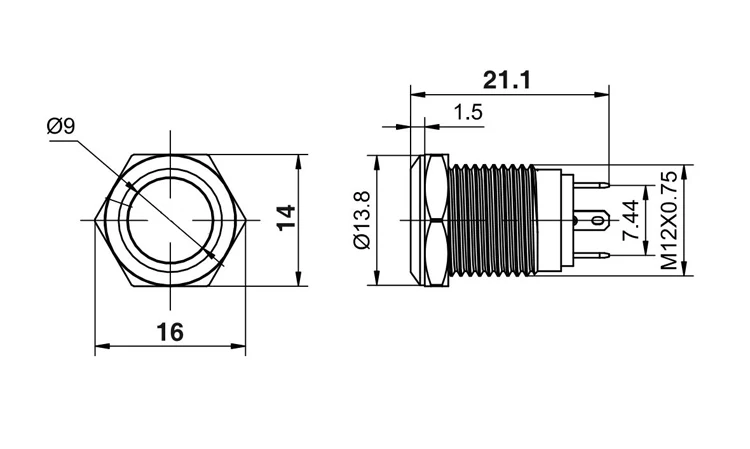 Description Picture 2 of item12mm Waterproof Momentary Stainless Steel Metal Doorbell Bell Horn Push Button Switch LED Car Auto Engine PC Power Start Starter