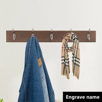 

1Pc Custom Engrave Name/Logo Wooden Creative Decoration Wall Hanger Coat Hook Wall Shelf Simple Porch Living Room Coat Hook