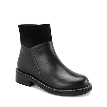 

SOPHITINA Genuine Leather Casual Boots Elegant Round Toe Zipper Woman Shoes Comfortable Low Heels New Basic Lady Ankle Boots M4