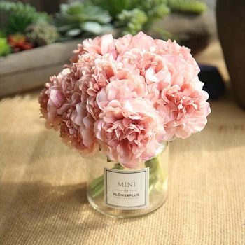 

5 Heads Artificial Hydrangeas Flowers Silk Peony Bridal Bouquet Flower Arrangement For Home Decor Wedding Party Table Decoration