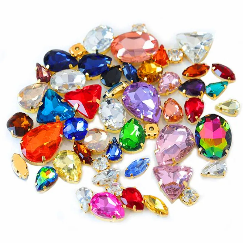 Пришивные кристаллы стеклянный коготь искусственные украшения свадебное платье