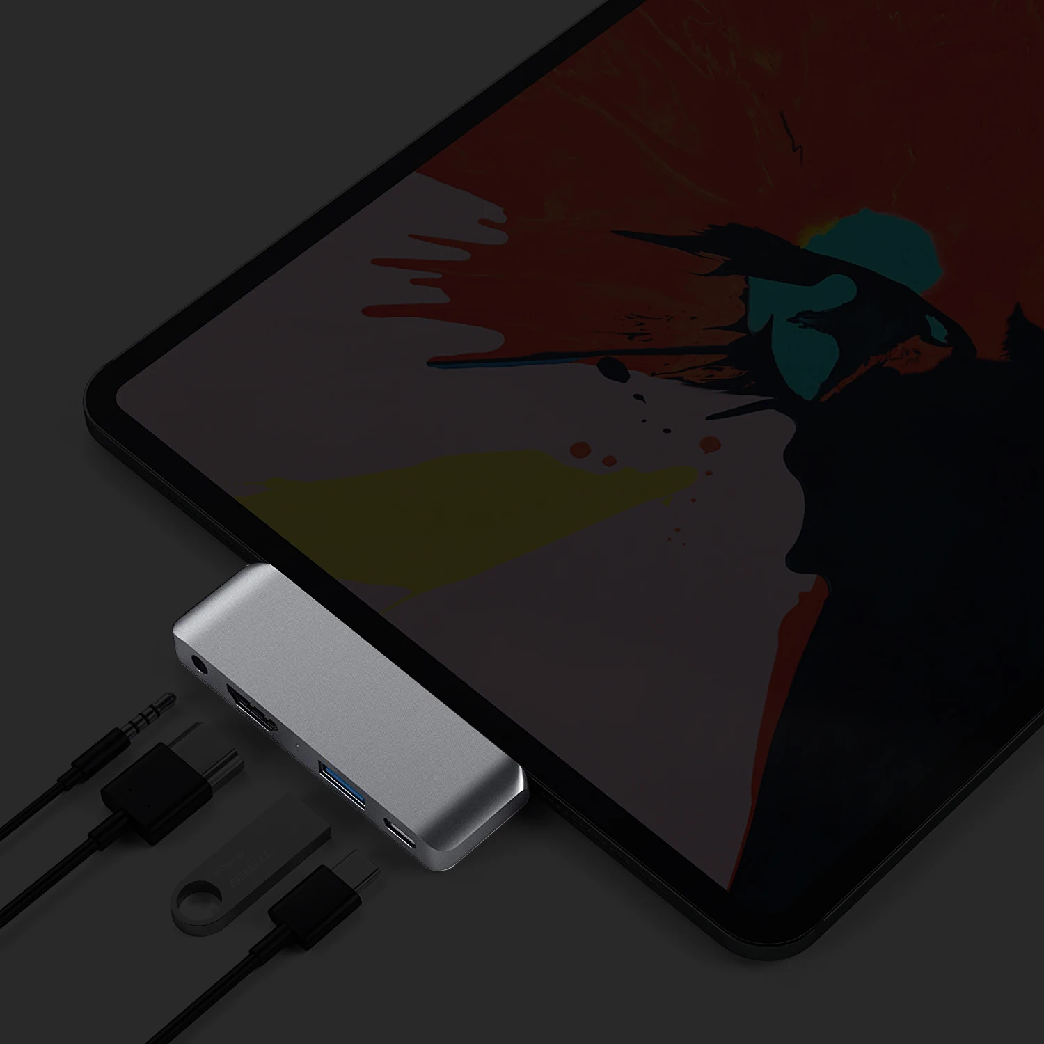 4 в 1 портативный USB-C концентратор многопортовый адаптер для 3,5 аудио разъем порт, usb type-A порт, 18 Вт USB-C зарядный порт