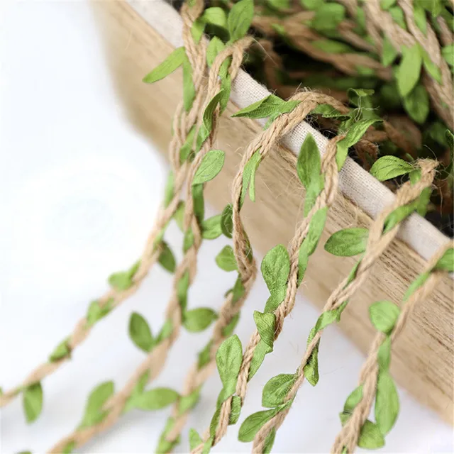 Rustic elegance for DIY party decoration with 10M Simulation Green Leaves Weaving Hemp Rope