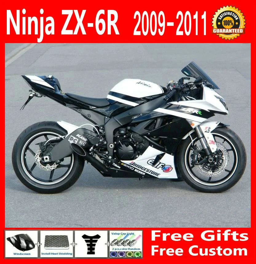 Распродажа! Белый ZX6R 2009 2010 2011 обтекатель комплект для Kawasaki NINJA ZX-6R 09 10 11 обтекатели MD53