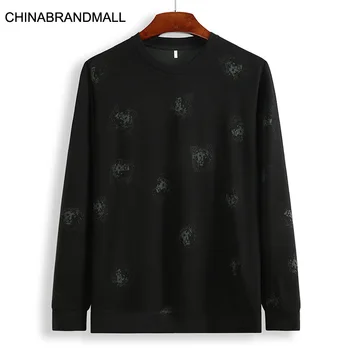 

Autumn Men Plus Fat Plus Size Leisure Round Neck Printing Sweater Male Long Sleeve