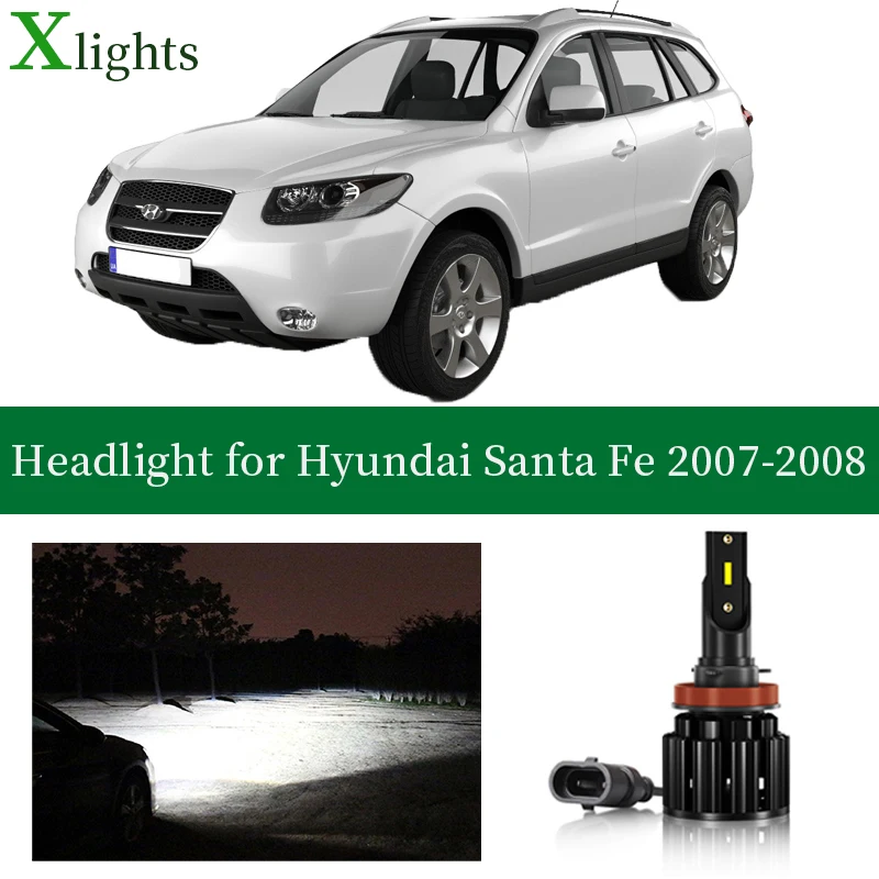 

Xlights Bulb For Hyundai Santa Fe 2007 2008 Led Headlight Low High Beam Canbus Headlamp Auto Car Lamp Light Accessories White