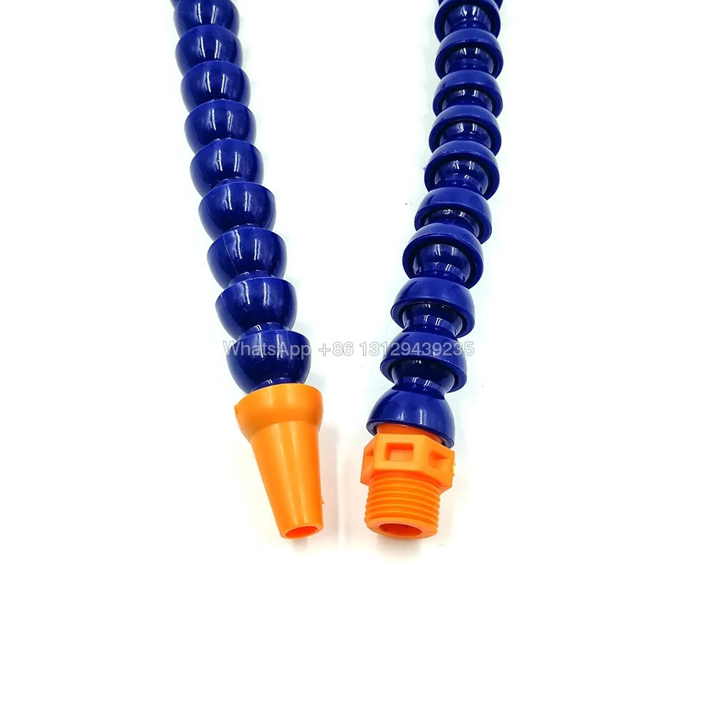 Blue and Orange Flexible Water Plastic Oil Coolant Pipe Hose 1/4" Round Nozzle L300mm for Lathe CNC Machine