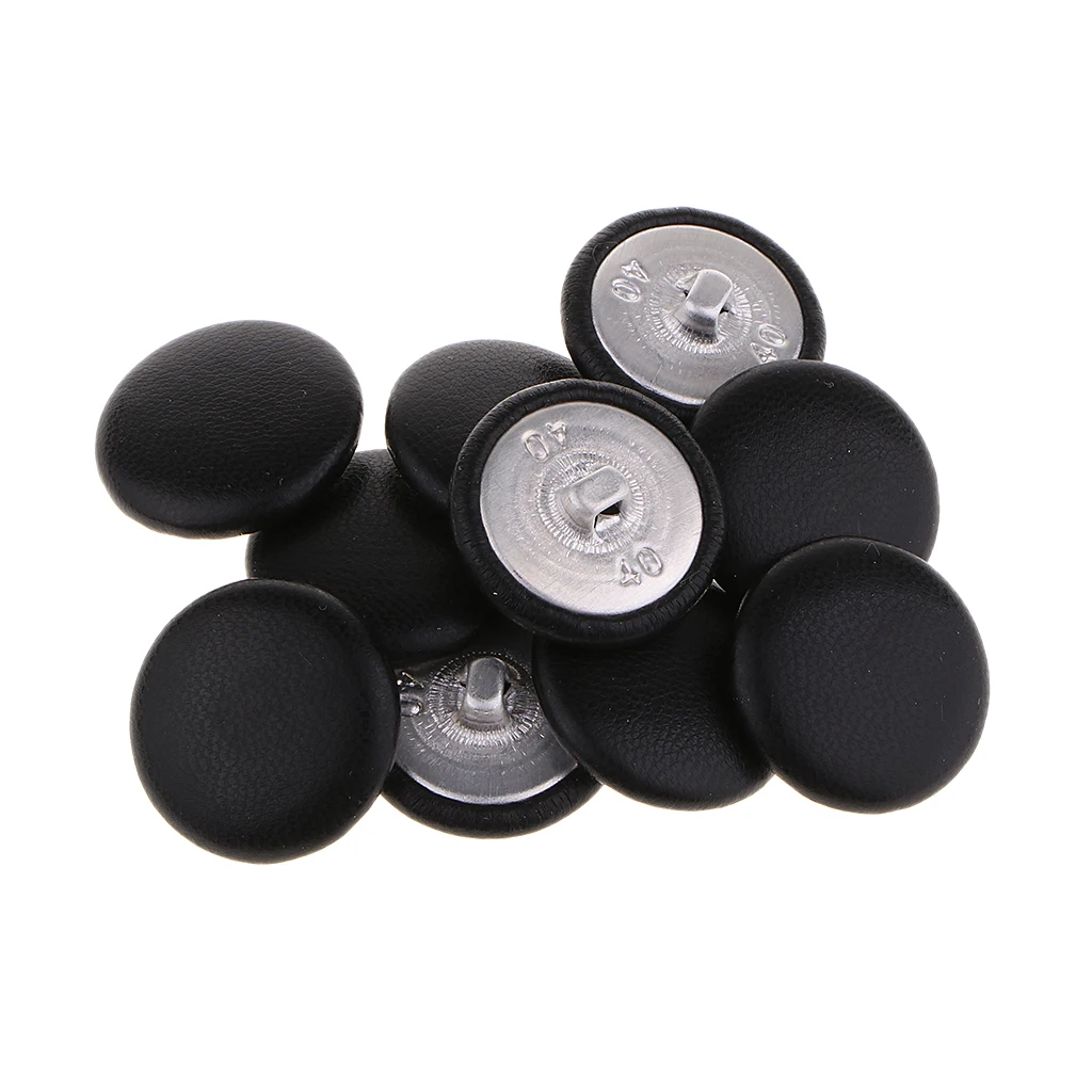 10 Pieces Black Artificial Leather Covered Button for  Suits, Jackets Fronts, Coats, Upholstery
