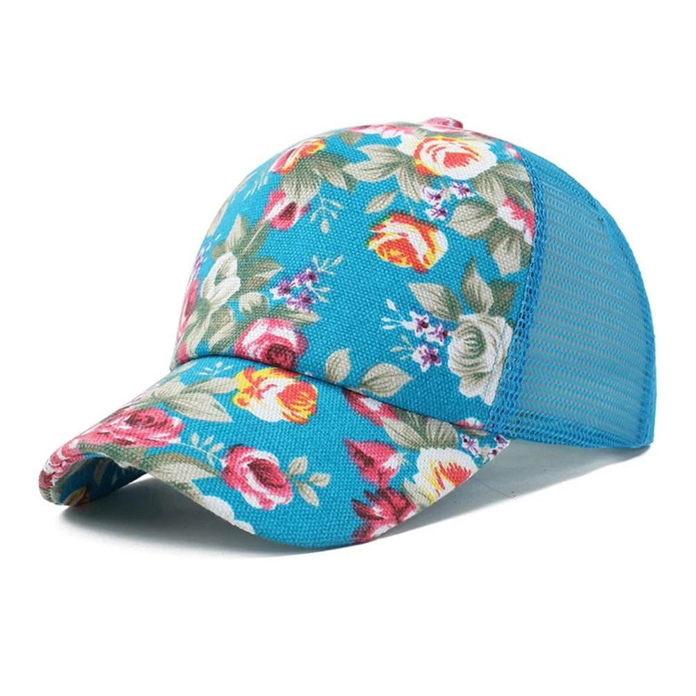 Solid Adjustable Cap Women Sunscreen Rose Floral Print Baseball Cap Sport Casual Mesh Summer New Fashion Rose Red Purple Hats pink baseball cap