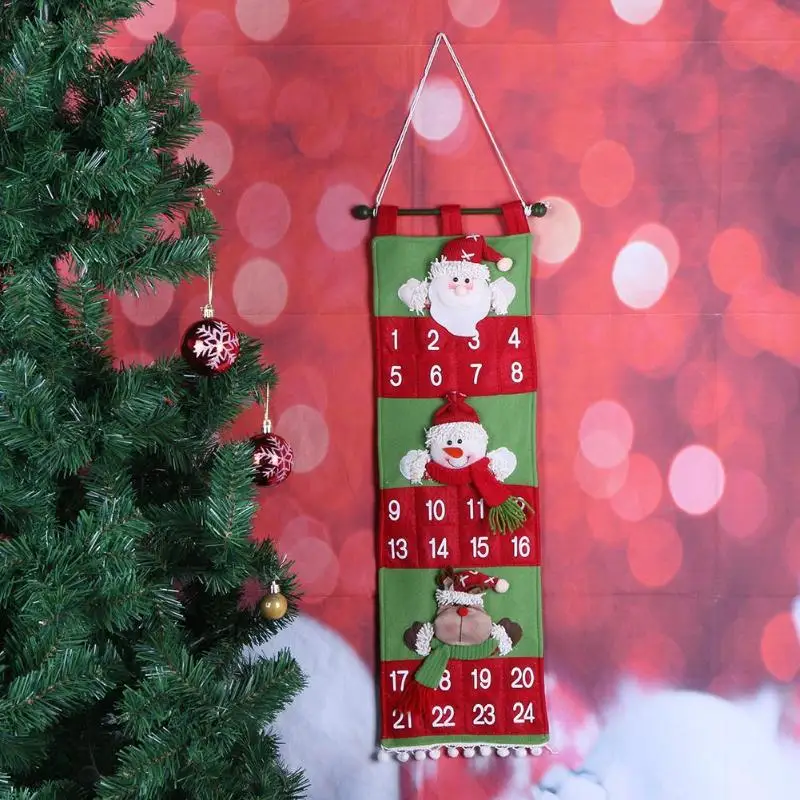 Рождественский календарь Санта Клаус Снеговик Рождественский таймер Рождественский обратный отсчет настенный календарь украшение дома реквизит тканевый карман