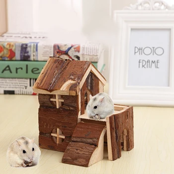 

Hamster Hideout Small Animals Wooden House Funny Slide Exercise Toy for Mice Gerbil Rat Dwarf Hamster