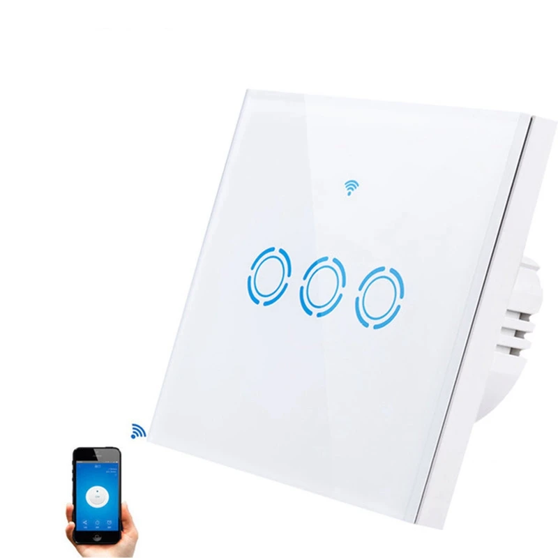 

Wifi Smart Switch Alexa Voice Control European Standard 3 Way Zero Fire App Remote Control Wireless Switch