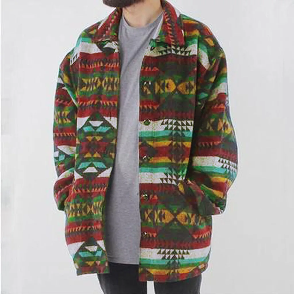 JAYCOSIN, мужская одежда с рождественским принтом, шерстяные куртки, пальто, Зимняя мода, длинный рукав, с отворотом, однобортное зимнее пальто для мужчин 1125
