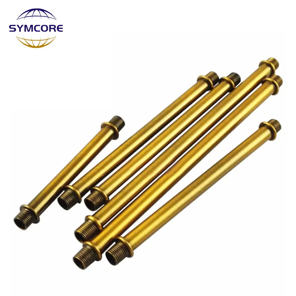 2pcs Retro Gold Ancient M10 Outer Teeth Double Head Metal Hollow Straight Tube Table Lamp Lamp Holder Connection Tube DIY table lamp
